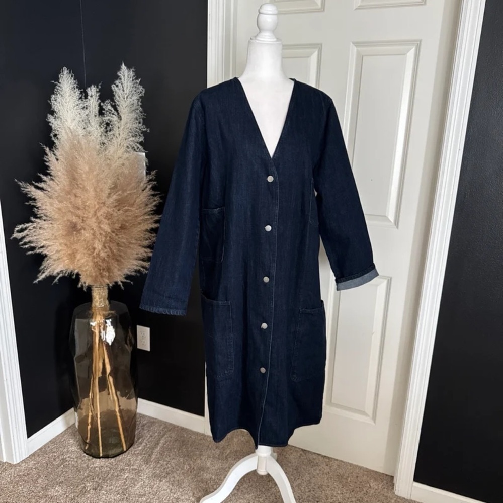 Love In Long Denim Duster Jacket
 size Large